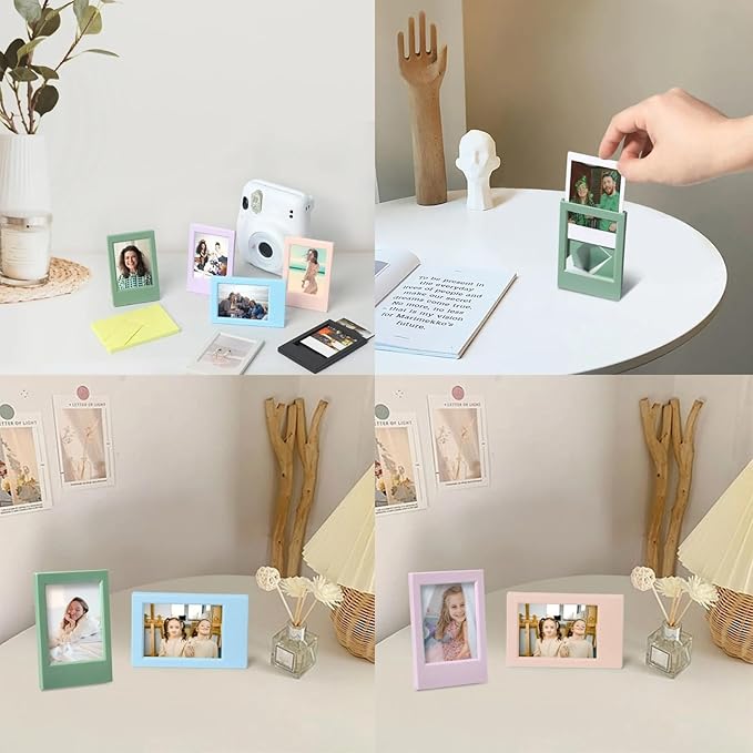 FOVIUPET 8 Colors Pack Picture Frame for Fujifilm Instant Film Cameras Instax Mini 12/11/9/8/7+/EVO Colorful Polaroid 2x3 Mini Pictures Frames for Desk Stand Up Picture Display