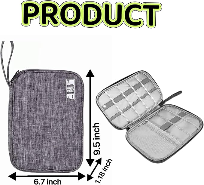 cable organizer bag Travel Case,Electronic Accessories Storage Bag,Portable Waterproof Cable -Travel Cord Organizer- Bag for Small Charging Cord Storage,Cables,SD Card GRAY