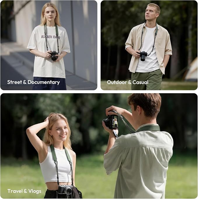 ULANZI CSS2 U-Snap Camera Strap, Quick Release Neck Shoulder Strap with 60kg Load Capacity, Adjustable Padded Anti-Slip Strap for DSLR Mirrorless Camera Binocular Camcorder (Frost Green)