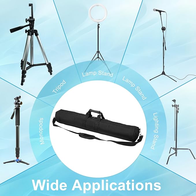 PATIKIL Tripod Carrying Case, 31.5" x 5.1" Heavy Duty Nylon Padded Tripod Bag with Adjustable Shoulder Straps and Handles for Light Stands Umbrellas Tripods Mic Speaker Stand, Black
