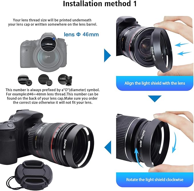 46mm Lens Hood,46mm Metal Camera Lens Hood Compatiable All Brands Ø Lenses with 46mm Filter Thread.(for Leica/for Canon/for Nikon/for Sony)