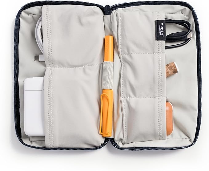 Moment Everything Tech Organizer – Water-Resistant Travel Pouch for Cables, Chargers & Accessories | Regular & Mini Sizes (Navy, Mini)