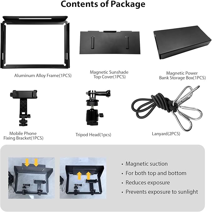 Magicbox Phone Fence Mount with Magnetic Shade Pro - 360° Adjustable Phone/Camera Bracket for iPhone, Samsung, GoPro & Mevo Start - Baseball, Softball, Tennis Sports Mounting Kit for Gamechanger