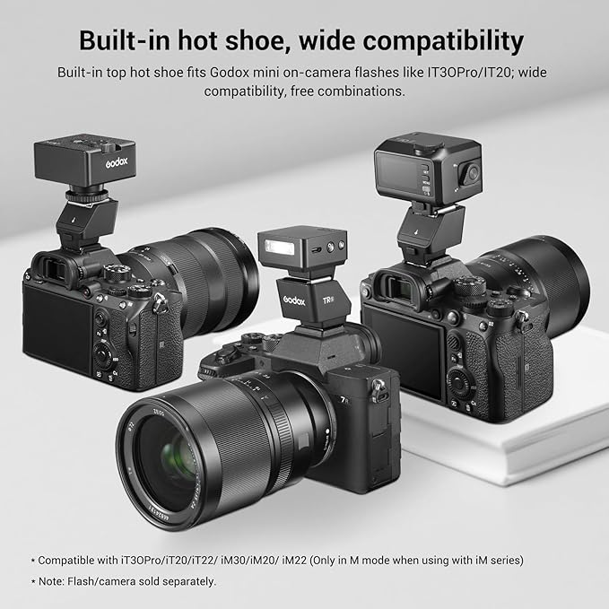 Godox TR-S TTL Camera Flash Hot Shoe Riser for Sony, Compatible with Godox iT30Pro iT20 iT22 IM20 IM22 IM30, 0-90° Tilting Head for Soft Bounce Light and Direct Flash