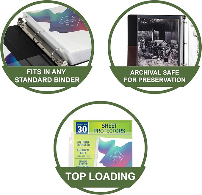 Samsill Heavy Duty Sheet Protectors for 3 Ring Binders, 8.5 x 11 Clear Page Protectors, Plastic Sleeves & Report Covers, Acid Free Archival Safe Document Protectors