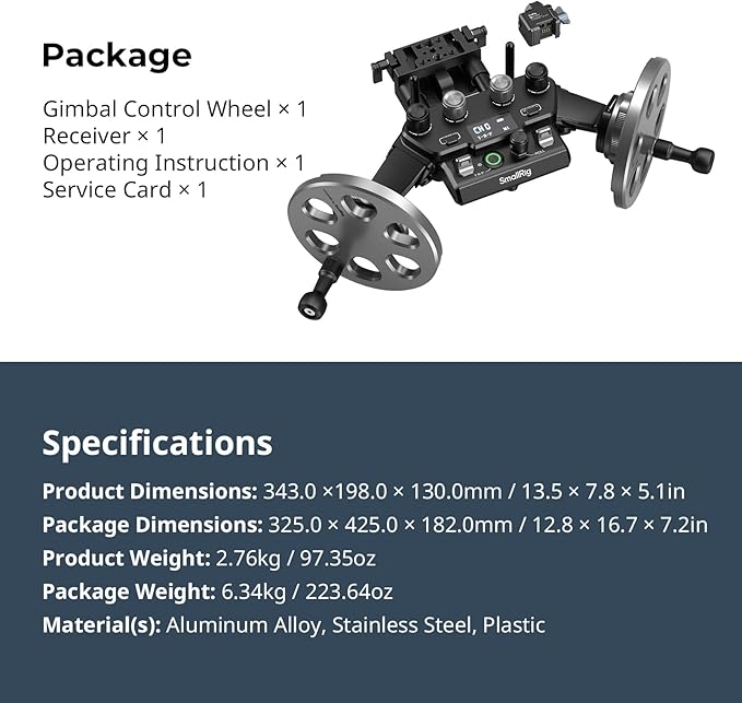 SmallRig Gimbal Control Wheels for DJI RS2 / RS 3 Pro/RS 4 / RS 4 Pro | Intuitive Control | Adjustable Damping | Dual Power Supply, for Heavy Duty Tripod - 4525