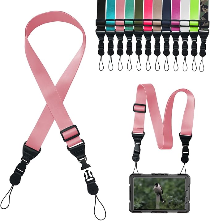 Adjustable Shoulder Strap:Comfortable iPad Strap Nylon Neck Lanyard for iPad/Samsung Tablet Case,Camera Binocular Crossbody Laptop Luggage Bag(Light Pink)