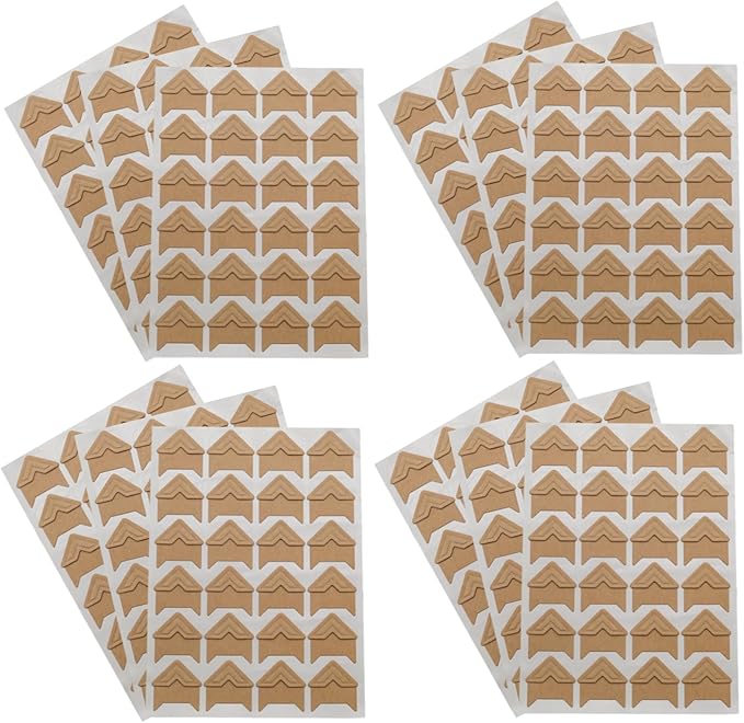 Pine & Linen 288pcs Durable Photos Corners,Photo Corner Stickers Self-Adhesive Mounting Corners, Acid Free Photo Corner for Scrapbooking/DIY Enthusiasts（Brown）
