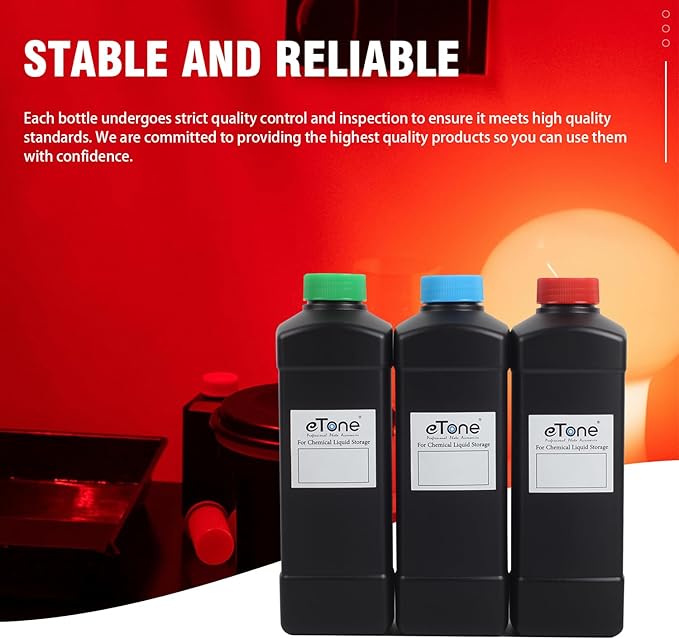 eTone 3x 1000ml Darkroom Chemical Storage Bottles Film Photo Developing Processing 1L