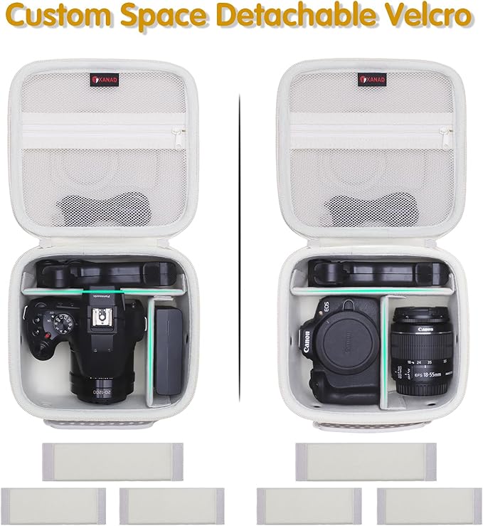 XANAD Hard Camera Case Bag Compatible with Canon EOS Rebel T7/ T100/ R50/ R50 V/RP/ R8/ R6 Mark II/ R7/ R10 DSLR Mirrorless Cameras, for Canon Sony Kodak Panasonic Nikon DSLR Mirrorless Camera, Cream
