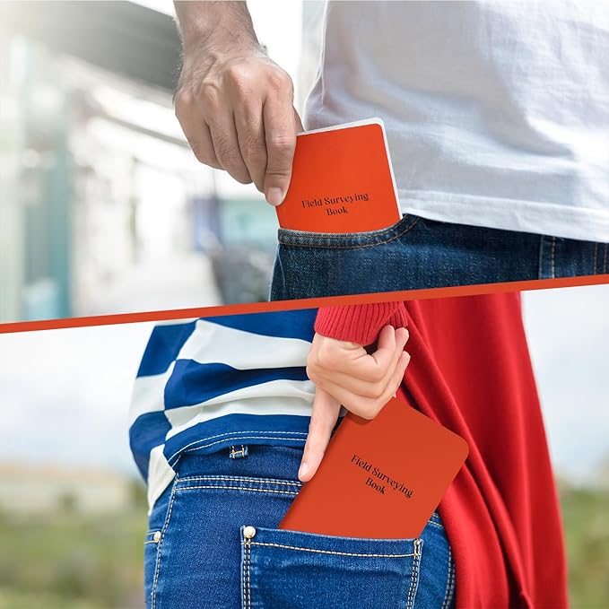 5 Pcs Field Book 4.6 x 7.25 Inch Thickened Surveying Engineers Field Notebook 32 Sheets 64 Pages Per Book Stiff Cover Construction Notepad for Outdoor Activities Recording(Orange Color)