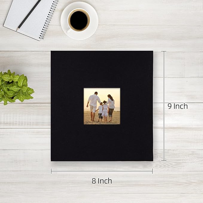 potricher Small Photo Album 4x6 200 Photos Linen Cover Picture Photo Book for Family Wedding Anniversary Baby Vacation (Black,200 Pockets)
