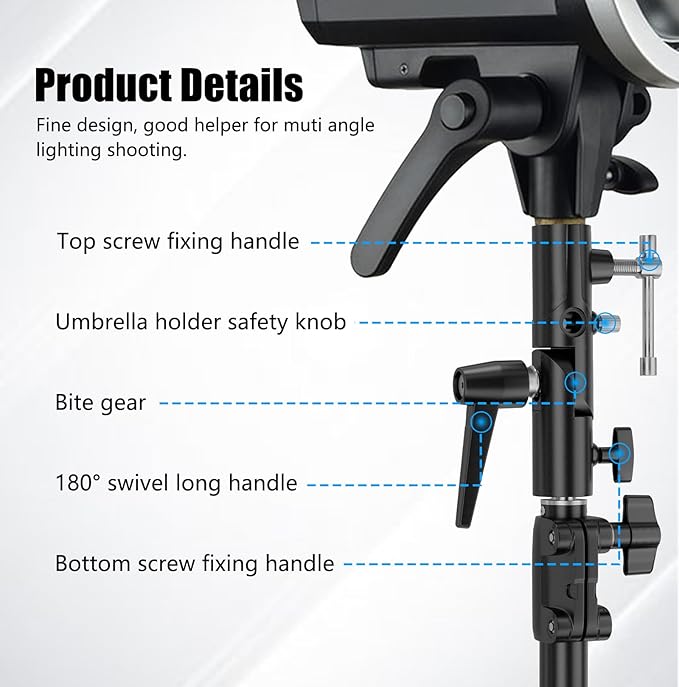 EMART Camera Flash Bracket H Type Mount with Umbrella Softbox Holder, 180° Swivel Adjustable Metal Light Stand Adapter with 1/4" to 3/8" Screw for Speedlite LED Tripod (2 Pack)