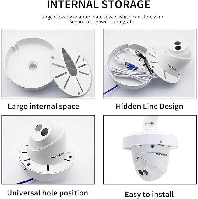 Indoor Outdoor Security Camera Wall Mount, L-Type Metal Bracket, Junction Box Cable Management