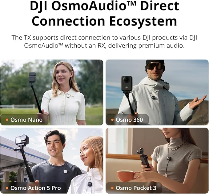 DJI Mic Mini (2 TX + 1 Mobile RX), Wireless Lavalier Microphone for iPhone 17/16/15 & Android/PC/Tablet, Plug-and-Play, 300m Transmission, Ultralight, Active Noise Cancelling, YouTube, Vlog, Streaming