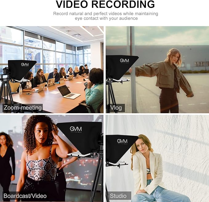 GVM Teleprompters for ipad Tablet DSLR Camera Portable 18'' Teleprompter Kit with Remote Control & App,Solid Aluminum Constructions,Colorless Spectroscope,Ultra HD Wide-Angle Lens