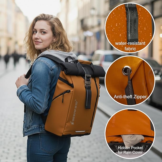 Besnfoto Camera Backpack, Waterproof Travel Camera Bag for Photographer Expandable Roll Top Photography Case for DSLR SLR Mirrorless Camera Fit up to 15.6 inch Laptop with Rain Cover