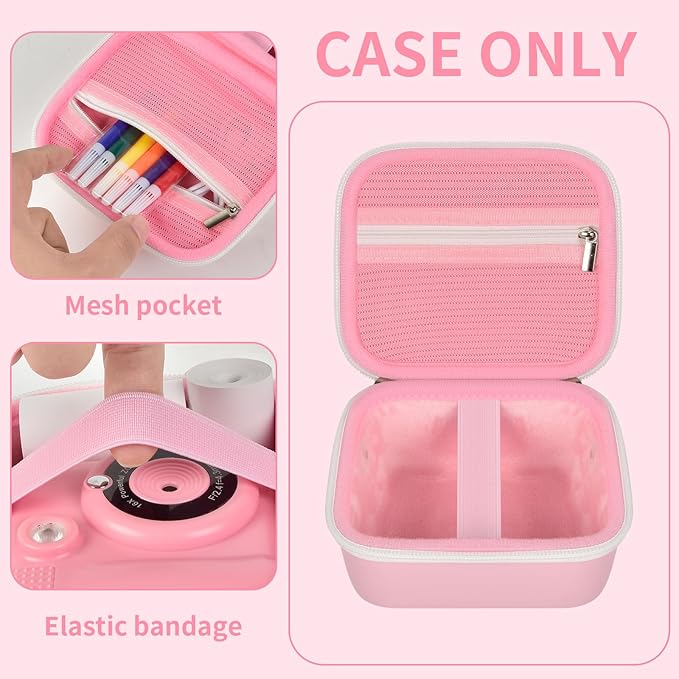 Kids Instant Print Camera Case with 3 Rolls Prints Paper Compatible with ESOXOFFORE for Dylanto for DUDUDRAGON for GKTZ for ETIKEZ for Dafotil for Careenoah Toddler Digital Cameras(Bear design)
