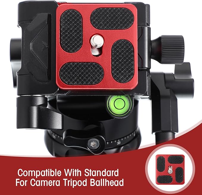 Frienda 2 Pieces Metal Quick Release Plate with 1/4''-20 Camera Screw Tripod Mount Plate Fits Standard for DSLR Camera Tripod Ball Head(Red,Pu40)