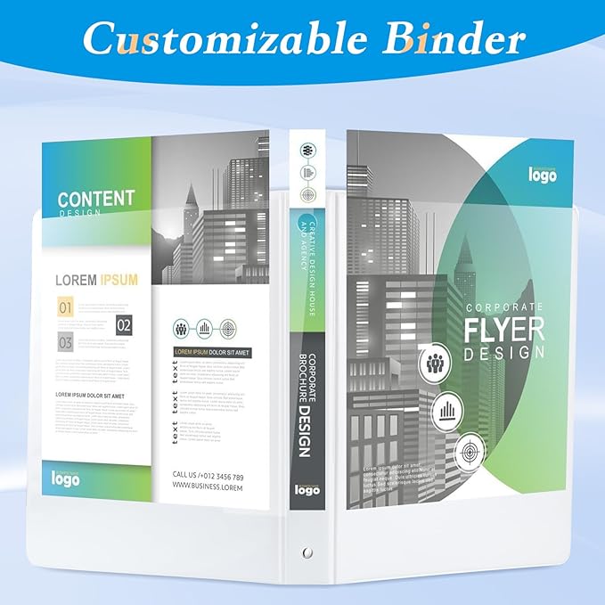 CIXILDTS 1.5-inch Round Ring Binder, 1-1/2" 3 Ring Binder Fit Letter Size Paper, Presentation View Binders, White, 6-Pack