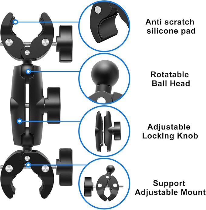 Super Clamp Double Camera Clamp, Crab Plier Clip Bracket Monitor Magic Arm Adapter for Desk Photo Studio Light Stand, Photography Reflector, Photo Boom Stand, Cross Bars, Pole Stick Shoot Accessories