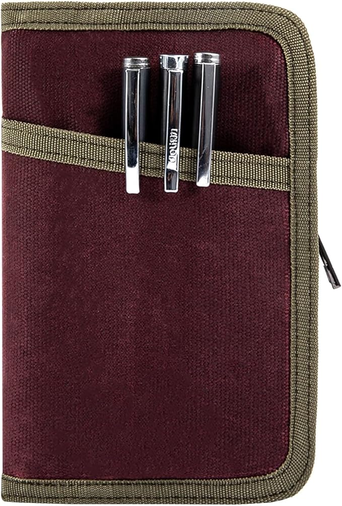 EHRGK Field Notes Notebooks Cover,Journal Cover for 3.3 x 5.5 Field Notes Moleskine Cahier,Water Resistant Pocket Notebook Cover for Journal Notebook Planner with Zipper Pen Holder,Waxed Canvas