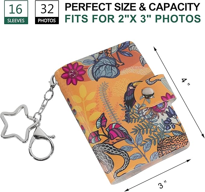 Mini Polaroid Instax Photo Album Book Holds 32 Photos for 2x3 Fujifilm Instax Mini 12 11 9 40 99 90 8 7 Evo LiPlay Instant Camera, Polaroid Snap PIC-300 Z2300 Instant Camera. (Wild Animals, 1 Pack)