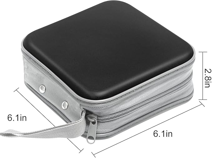 CD Case, 40 Capacity CD/DVD Case Holders Wallet Hard Plastic DVD Disc Cases Storage Binder for Car Home Office Travel (Black)