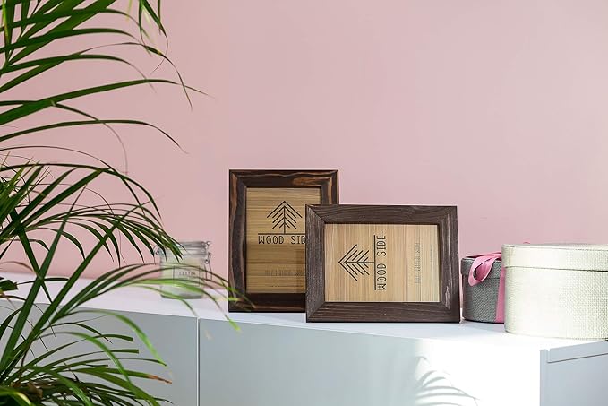 Rustic Wooden Picture Frame 4x6 Inch - Set of 2-100% Natural Eco Barn Wood with Real Glass - Made for Wall Hanging and Tabletop Display - Brown Wenge
