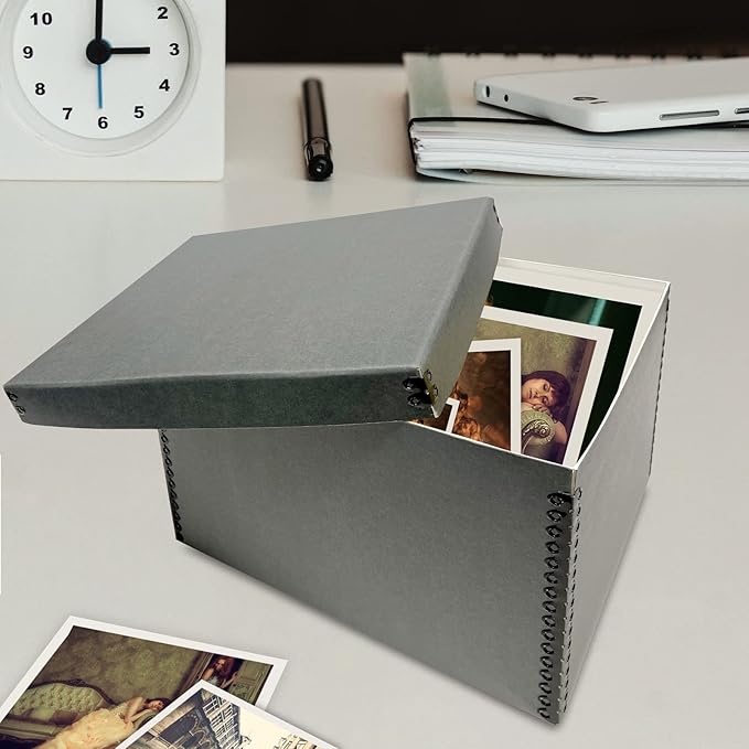 Lineco Record Storage Box 12x15x10 inch. Extra-Durable Filing Archival Cartons for Long-Term Storing of Important Documents, Papers, Photos or Prints. Acid-Free Gray Boxboard, 2 Pack