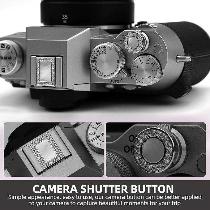 Camera Shutter Button, Copper Soft Shutter Release Button,Camera Release Button Suitable for Sony, Fujifilm, Leica DSLR/SLR,Nikon Camera (Zircon+Mother of Pearl)