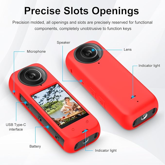 PULUZ Silicone Protective Case for Insta360 X4 with Lens Cap, Soft Camera Protective Cover and Standard Lens Guard for Insta 360 X4 Accessories(Red)