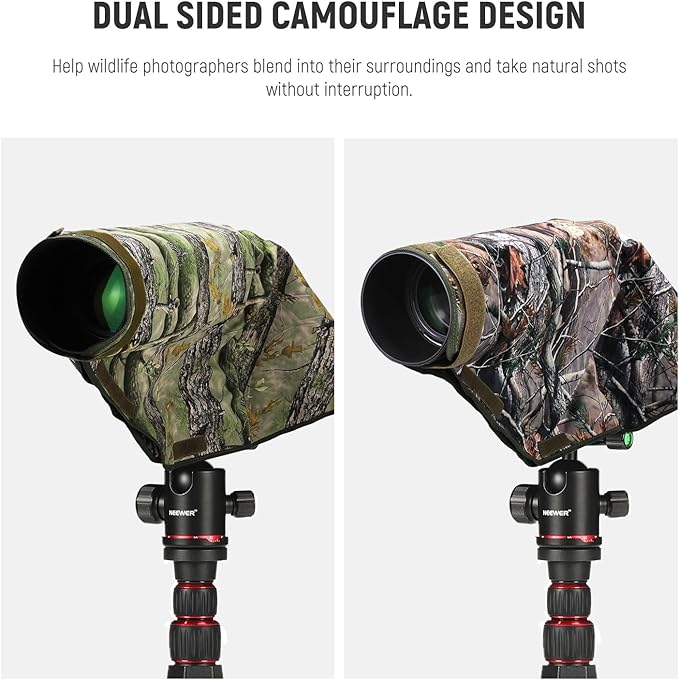 NEEWER PB020 Large Waterproof Rain Cover for Canon Sony Nikon Fujifilm DSLR Camera & Lenses up to 400 mm on Both Sides Camouflage Green Nylon