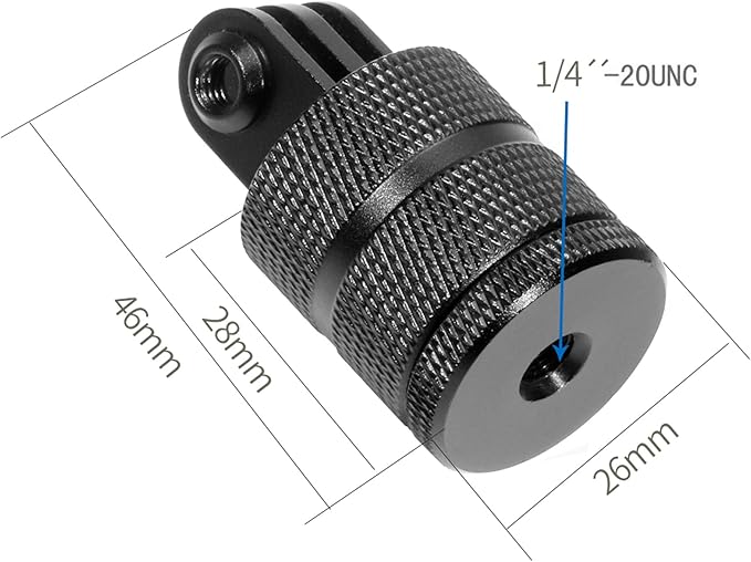360 Degree Rotation Tripod Mount Adapter, Aluminum 1/4 inch 20 Camera Mount Adapter Compatible with GoPro 13/12 Black,Hero10/ 9/8/ 7/6/ 5/ Series,DJI, XiaoYi and Other Standard 1/4 Accessories