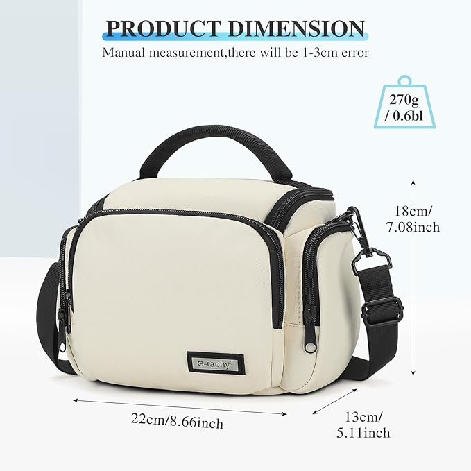 G-raphy Camera Bag Case Compact Lightweight Shoulder Crossbody Sling Photography Bags for Nikon Canon Sony DSLR SLR Mirrorless with Removal Straps (Beige)