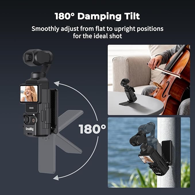 SMALLRIG Magnetic Mount Stand for DJI Osmo Pocket 3, 180° Adjustable Holder with Cold Shoe, 1/4"-20 Threaded Hole, Pocket 3 Multi-Function Magnet Suction Expansion Frame Accessories - 5631