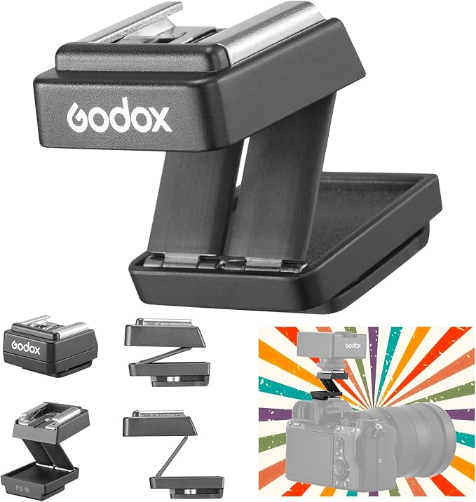 Godox FS-R Single Contact Foldable Flash Bracket, Anti-Collision Riser for Godox MF12/MF-12 & Other Single Contact Mini Flash, Max Load 78g, Foldable Design for Portable Macro Photography
