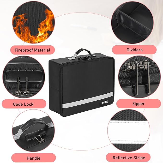 IBVIVIC Fire-resistant Photo Storage Box, Photo Organizer with Lock, Portable Photo Storage Containers Suitable for Storing 18pcs 4" x 6" Photo Cases (Box Only)