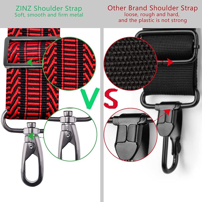 ZINZ 79 inch Shoulder Strap, Extra-thick Fixed Cushion Pad and Dual Clasps Universal Replacement Strap with Metal Swivel Hooks (200cm) (Black&Red Jacquard)