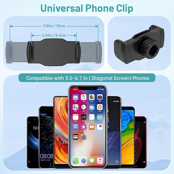 Phone Tripod Mount with Cold Shoe Mount,Portable Tripod Stand,Flexible Adjustable 2-Stage Arms Ball Joint Cellphone Holder Adapter,Compatible with iPhone 17|16|15|14|13|12|11,Nexus,LG,Galaxy Tab