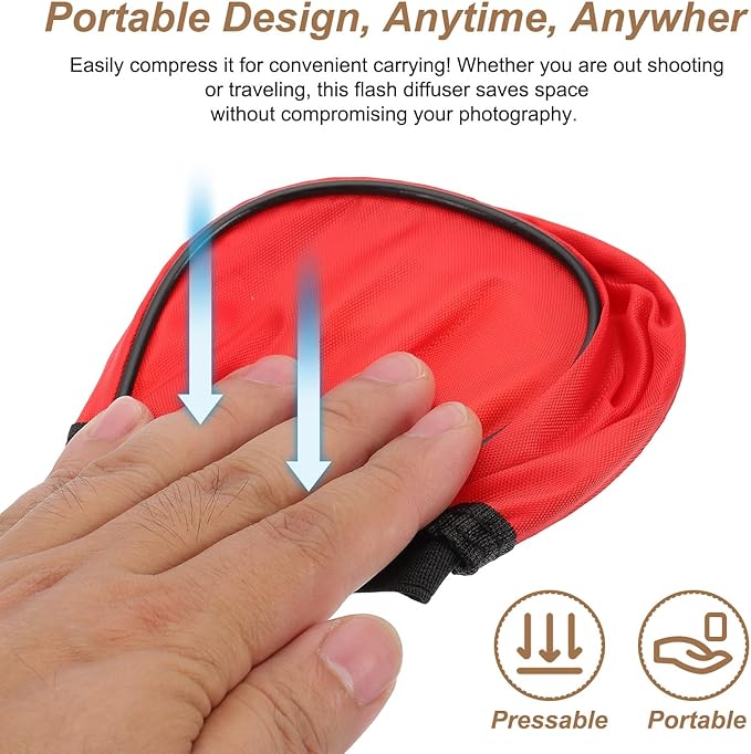 PATIKIL 3.7" x 3.5" Soft Mini Flash Diffuser Cap, 2 Pack Universal Elastic Flash Diffuser Cover for DSLR Camera Flashlight, Red