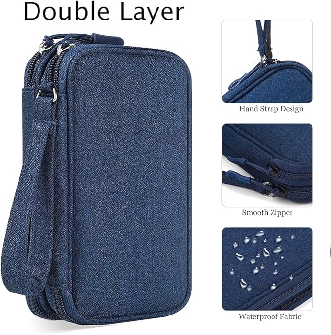 Dealcase Universal Electronics Accessories Case, Waterproof Portable Cable Organizer Bag, Multifunctional Travel Digital Accessories Storage Bag, Navy Blue