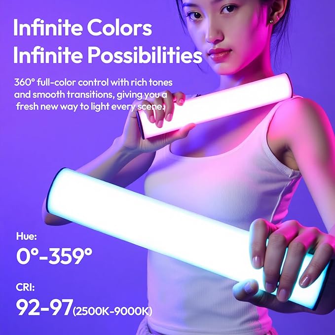 ULANZI B15RGB Magnetic RGB Light Wand - Handheld LED Video Light Stick with Diffuser, 3300mAh 1800-9000K 20 Effect Dimmable Camera Tube Light for Video Recording Studio Photography TikTok YouTube Vlog