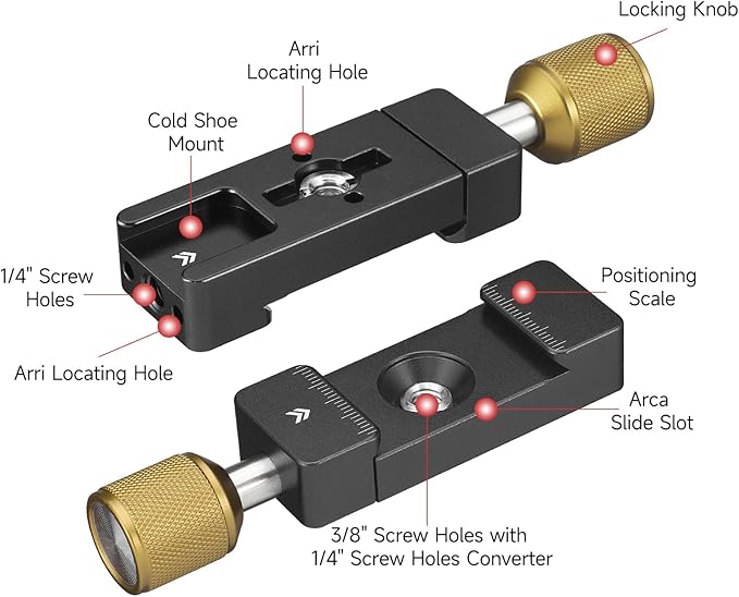 Universal Arca Swiss Clamp, Quick Release Plate Clamp, Aluminum Camera Mount Clamp, Adjustable Lever Knob, Arca Tripod Mount Compatible with DSLR Camera Tripod Ball Head Monopod