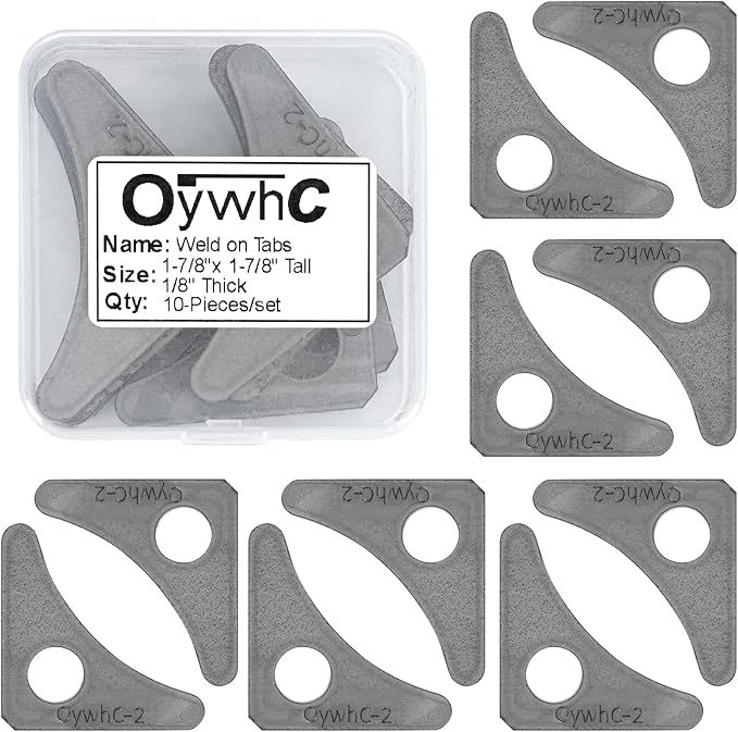 Weld on Tabs, Steel Shock Basic Gussets Weld Tab, Universal Weld on Tabs Axle Mount with a 1/2" Hole.1-7/8"x 1" Height, 1-7/8"x 1" Wide, 1/8" Thick Pack Of 10 Tabs - OywhC-2