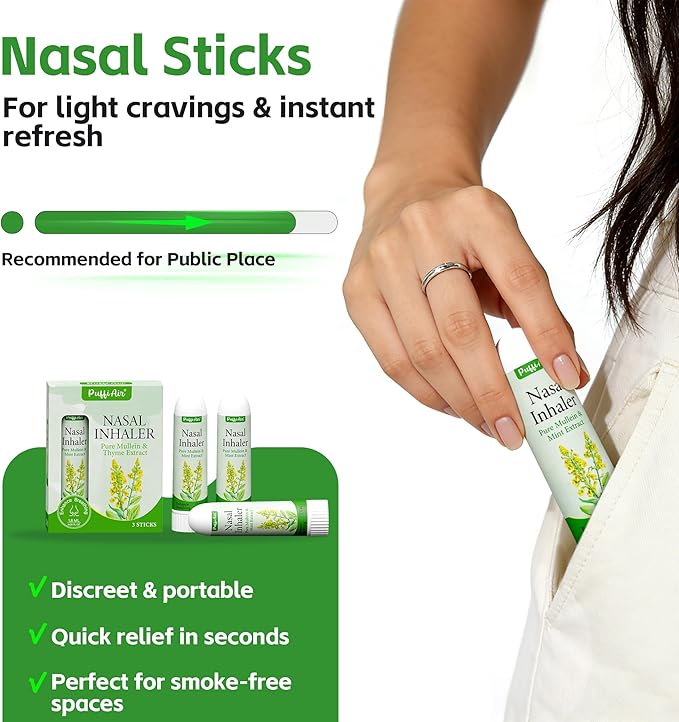Mullein Respiratory Wellness Bundle: Herbal Lung Cleanse Diffuser (600 Uses) + 3-Pcs Nasal Sticks – Craving Relief, Focus Boost & Easy Breathing