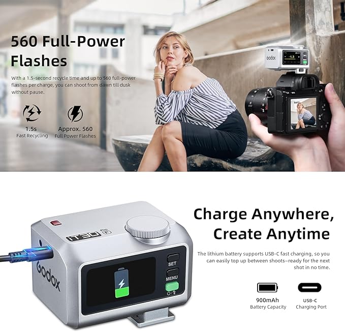 Godox iT30Pro-F Silver Pocket TTL Flash for Fujifilm Camera: 2.4G Wireless + Touchscreen (Equivalent to Built-in X3 Trigger), Li-ion Battery, HSS 1/8000s, 560 Flashes, Built-in Diffuser for Portrait