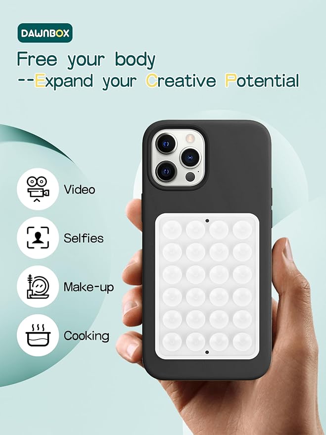 Silicone Suction Phone Case Mount, Non Slip Sticky Grip, Silicon Adhesive Suction Cup Mount, Strong Grip Holder for Selfies and Videos, White 2 Pack