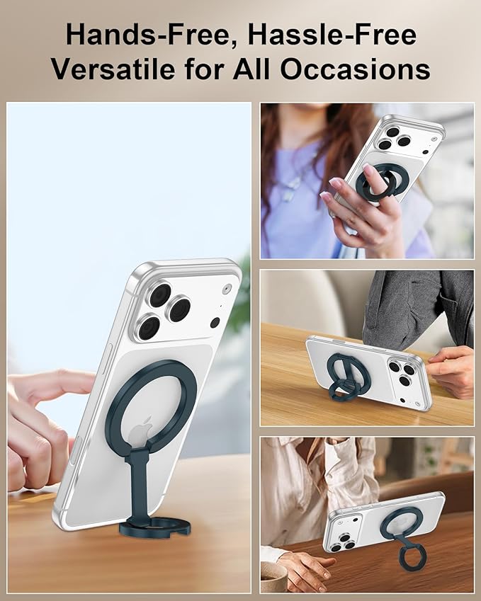 Mag Safe Phone Grip for iPhone 17 Pro Max Apple MagSafe Kickstand, Magnetic Finger Ring Holder, Foldable Magnetic Grip Metal Loop Stand MagSafe Car Mount,iPhone 17 Pro Max/17Pro/16e/16/15/14/13/12