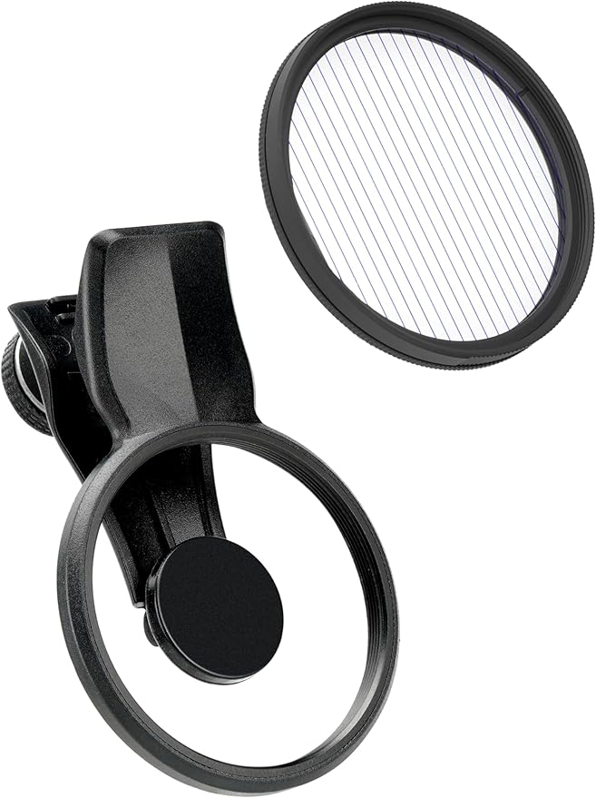 EXAPRO Smartphone Lens Filter Clip + Anamorflare Blue Filter Set, Ray-Like Flare Effect, forφ49mm Lens Filter, Rotating Frame Type, Compatible with iPhone/Android, EXP-FCAF-03BL